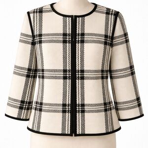 Anne Klein Black and Cream Plaid Suit Jacket